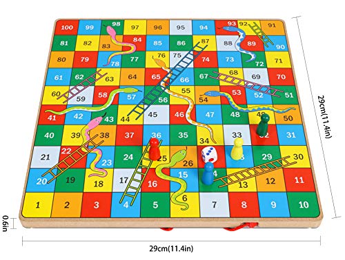 Juego de serpientes y escaleras de madera - mesa y rompecabezas de laberinto magnético - juguetes para niños números matemáticos Montessori - viajes silenciosos para niños pequeños - tablero ocupado