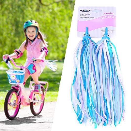 Juego de timbre de bicicleta para niños y serpentinas de bicicleta para niños Accesorios de bicicleta para niños Puños de manillar de bicicleta para niñas y niños Borlas Cintas para scooter Blue