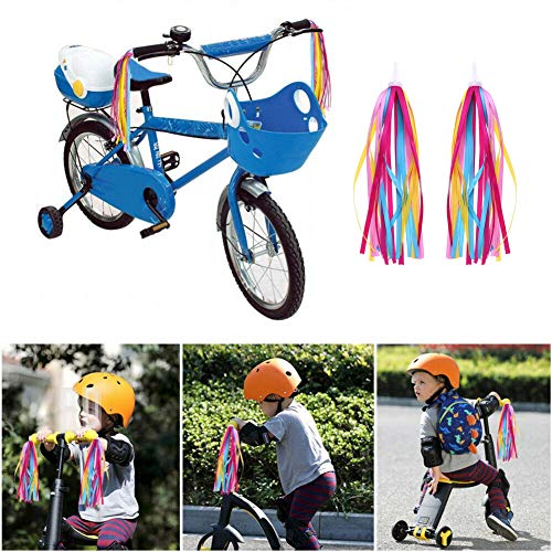 Juego de timbre de bicicleta para niños y serpentinas de bicicleta para niños Accesorios de bicicleta para niños Puños de manillar de bicicleta para niñas y niños Borlas Cintas para scooter Blue