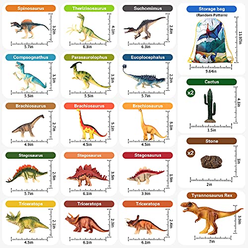 Juguetes de dinosaurios con tapete de juego de actividad figuras realistas de dinosaurios para crear un mundo de dino incluyendo T-Rex Triceratops con bolsa regalos de fiesta para niños de 3+