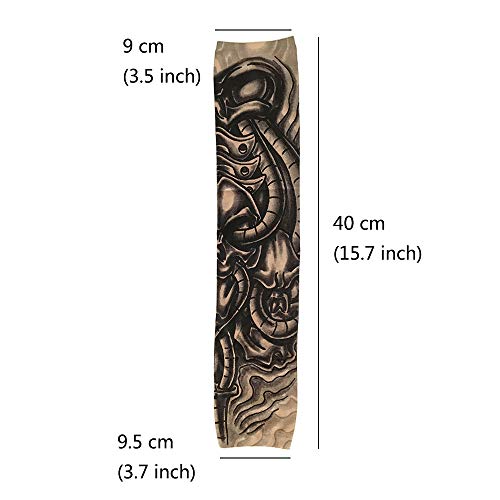 Juland 6 pcs Tatuaje Temporal Mangas Deslizamiento Falso en Kit de Mangas de Brazo de Tatuaje Accesorios para Medias de protección Solar para Brazos Fiesta Unisex Hombres Frescos Mujeres