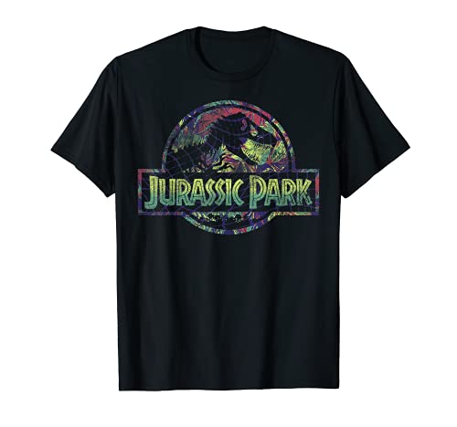 Jurassic Park Grid Wave Logo Camiseta