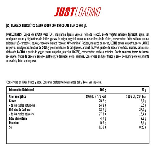 Just Loading - Flapjack Chocolate Blanco y Yogur 9 uds x 60g Barritas de avena sin aceite de palma…