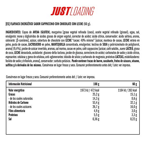 Just Loading - Flapjack Chocolate y Cappuccino 9 uds x 60g Barritas de avena sin aceite de palma