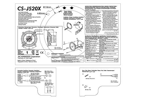 JVC CS J520X, Altavoces Coaxiales 2 Vías, Negro, Woofer 13 cm, Tweeter 2,5 cm, Profundidad de Montaje 4.35 cm