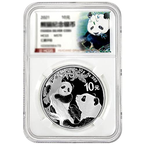 JXS GIANTE Panda RADEING Edition Conmemorative Silver Coin, 999 Silver Giant Panda Panda Madre e Hijo Moneda Conmemorativa, 2021 edición Coleccionable