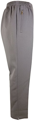 K-Milano Pantalones de mujer con cintura elástica, muy adecuados para personas mayores, pantalones de abuela, pantalones de slip, bolsillos seguros con cremallera y pliegues de planchado., gris, 46-48