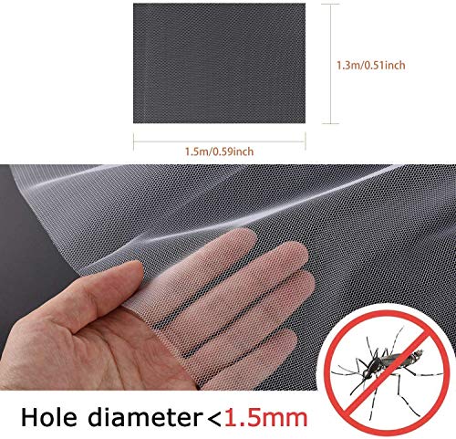 KAHEIGN 3 X Mosquiteros para Ventana, 1.3 x 1.5 M Pantalla de Insectos Mosca Neta Ventana de Malla Malla Insecto Abeja Protector con 3 Rollos de Cintas Autoadhesivas (10 mm de Ancho)