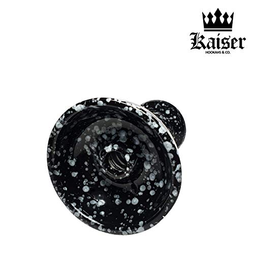 KAISER - Cazoleta BLACK TORNADO de Cerámica Artesanal Cachimba Shisha - Tipo Phunnel, Compatible con Todos los Gestores de Calor, Barro Blanco, Color Negro (JUNTA DE REGALO)