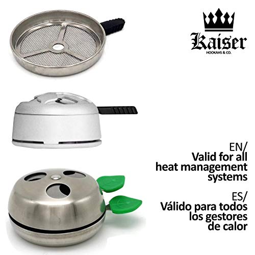 KAISER - Cazoleta BLACK TORNADO de Cerámica Artesanal Cachimba Shisha - Tipo Phunnel, Compatible con Todos los Gestores de Calor, Barro Blanco, Color Negro (JUNTA DE REGALO)