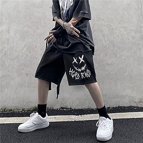 KAL'ANWEI Women's Shorts Loose ​High Waist Cycling Summer Clothes Oversize Sports Harajuku Plus Size Sweatpants Goth Korean Hip Hop-Negro_L