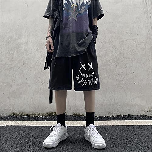 KAL'ANWEI Women's Shorts Loose ​High Waist Cycling Summer Clothes Oversize Sports Harajuku Plus Size Sweatpants Goth Korean Hip Hop-Negro_L