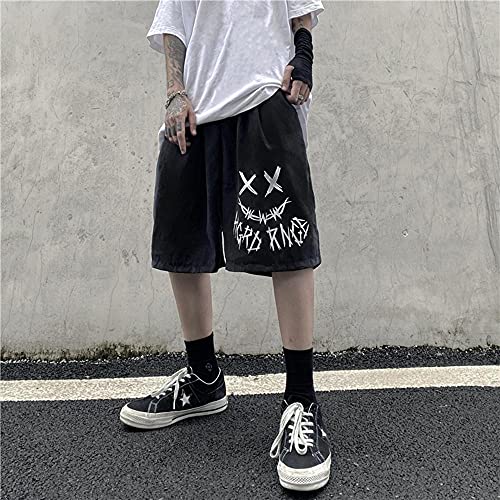 KAL'ANWEI Women's Shorts Loose ​High Waist Cycling Summer Clothes Oversize Sports Harajuku Plus Size Sweatpants Goth Korean Hip Hop-Negro_L