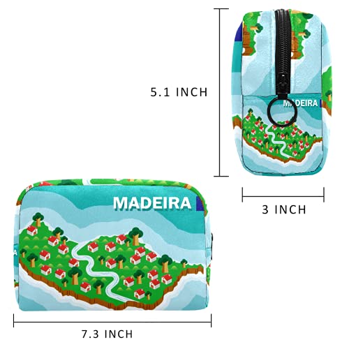 KAMEARI Bolsa de cosméticos Madeira Map Large Cosmetic Bag Organizador Multifuncional Bolsas de Viaje