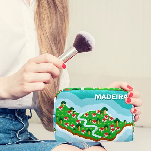 KAMEARI Bolsa de cosméticos Madeira Map Large Cosmetic Bag Organizador Multifuncional Bolsas de Viaje