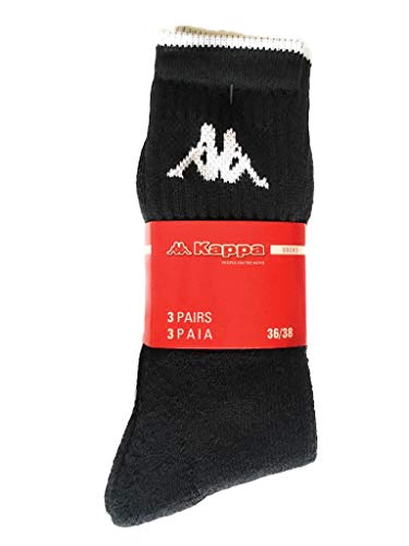 Kappa - 6 pares de calcetines de tenis de rizo de algodón, mod. K002. Negro 42-44