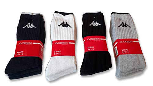 Kappa - 6 pares de calcetines de tenis de rizo de algodón, mod. K002. Negro 42-44