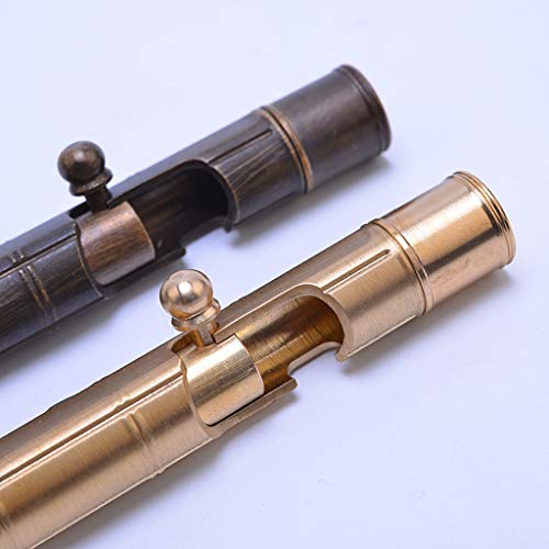 Karrychen Solid Brass Gel Ink Pen Retro Bamboo Node Bolt Action Writing Tool Stationery