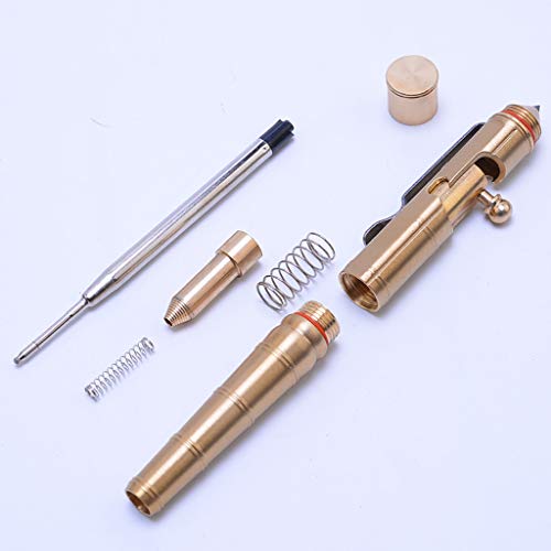 Karrychen Solid Brass Gel Ink Pen Retro Bamboo Node Bolt Action Writing Tool Stationery