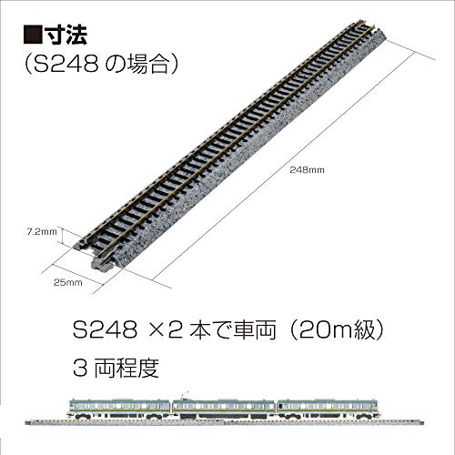 Kato 20-230 Concrete Tie Double Track #4 Single Crossover Turnout 248mm Left Hand