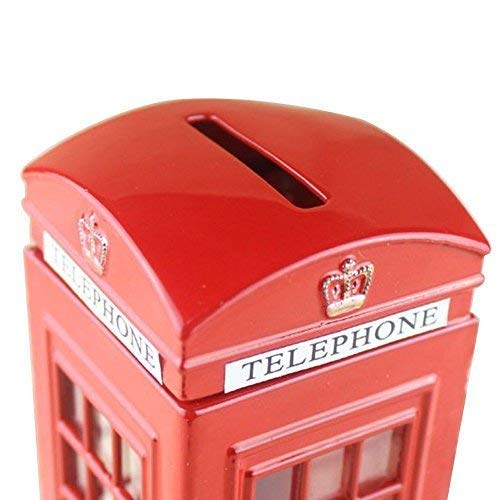 KAV Original británico inglés aleación de Metal Dinero Cambio de Moneda de Repuesto Piggy London Street Red teléfono Cabina Banco Recuerdo Modelo Caja Jarra, 6614 cm Aprox