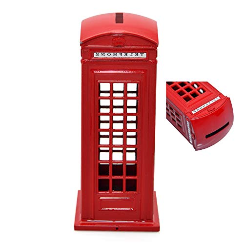 KAV Original británico inglés aleación de Metal Dinero Cambio de Moneda de Repuesto Piggy London Street Red teléfono Cabina Banco Recuerdo Modelo Caja Jarra, 6614 cm Aprox