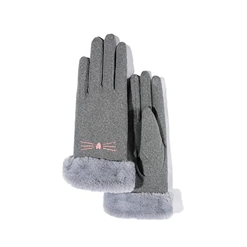 KDDEON Guantes cálidos de Invierno para Mujer para Ciclismo al Aire Libre para Trabajar más Guantes de vellón Guantes de Pantalla táctil autocalentables de vellón alemán (Color: Gris, Talla de guan