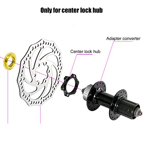 Keenso Adaptador Centerlock A 6 Tornillos, Adaptadores De Disco De Freno para Bicicleta De Montaña(Oro Negro)