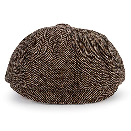 KeepSa Newsboy Casquillo Plano Sombreros Baker Boy Gorras - 8 Panel Peaky Herringbone Tweed Gatsby Hat Ivy Irish Cap para Hombres y Mujeres, Ajuste 56~62cm