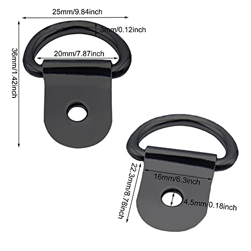 KELEOINA Anclaje de Amarre de Anillo D, Anclaje de Amarre de Anillo D de Alta Resistencia de Acero Inoxidable de 30 Piezas para Remolques Camiones RV Campers RV Barcos Motocicletas Y Vehículos(Negro)