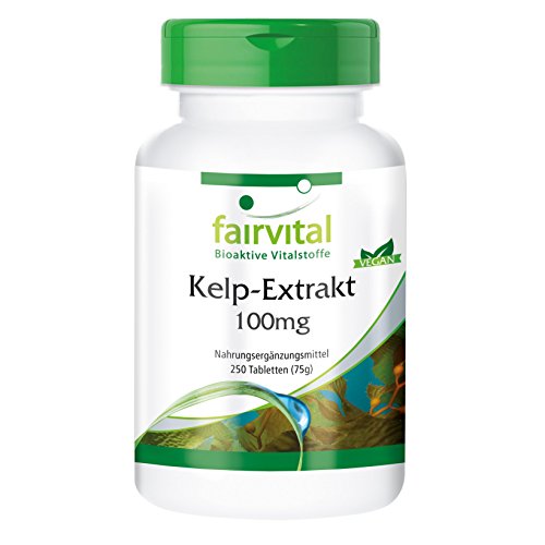 Kelp 100mg - Extracto VEGANO de Alga Kelp - 150µg de yodo natural - Fucus vesiculosus - 250 Comprimidos - Calidad Alemana