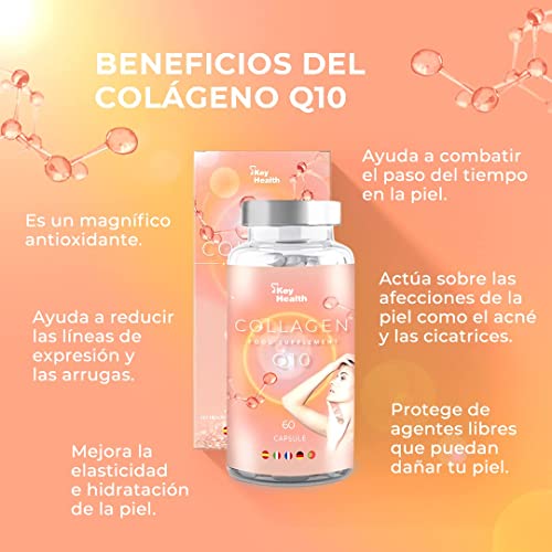 Key Health | Colágeno Triple Efecto + Q10 + Ácido Hialurónico | Piel Firme, Hidratada y Radiante | Fórmula Mejorada | Rico en Zinc y Vitamina C | 2 Meses de Suministro | Cápsulas Vegetales