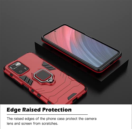 KEYYO Funda + [2 Piezas] Protector de Pantalla para OPPO Realme GT Neo 2, TPU/PC Antigolpes Armor Protección Carcasa [360° Soporte] con 9H Dureza Vidrio Templado Protector, Rojo