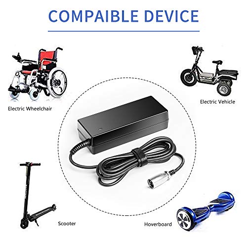 KFD Cargador de batería de 36V 2A Salida 42V 2A Adaptador del Li-Ion del Li-Ion del Litio para la Bici eléctrica 10Series 36V Lithium Li-Ion Li-Poly Bicicleta Eléctrica E-Bike connecteur XLR Ebike