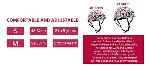 KIDDIMOTO Casco Bicicleta Completamente Ajustabl - Bici Casco para Infantil y Niños para Patinete, Ciclismo, Scooter, Bicicleta de Equilibrio y Monopatin - Amor - S (48-53cm)