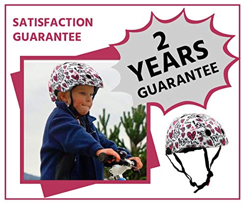 KIDDIMOTO Casco Bicicleta Completamente Ajustabl - Bici Casco para Infantil y Niños para Patinete, Ciclismo, Scooter, Bicicleta de Equilibrio y Monopatin - Amor - S (48-53cm)