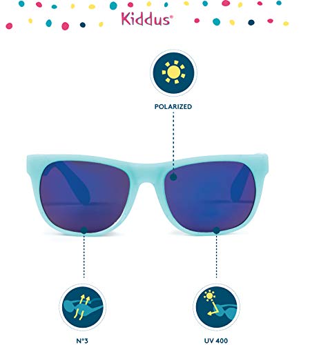 Kiddus Gafas de Sol POLARIZADAS para niña, niño, chico, chica. CAMBIAN DE COLOR cuando se exponen a luz solar directa. UV400 Protección 100% contra rayos ultravioleta. A partir de 6 años.