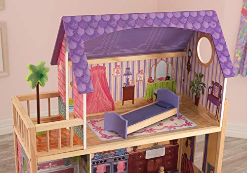 KidKraft 65092 Casa de muñecas de madera Kayla para muñecas de 30 cm con 10 accesorios incluidos y 3 niveles de juego