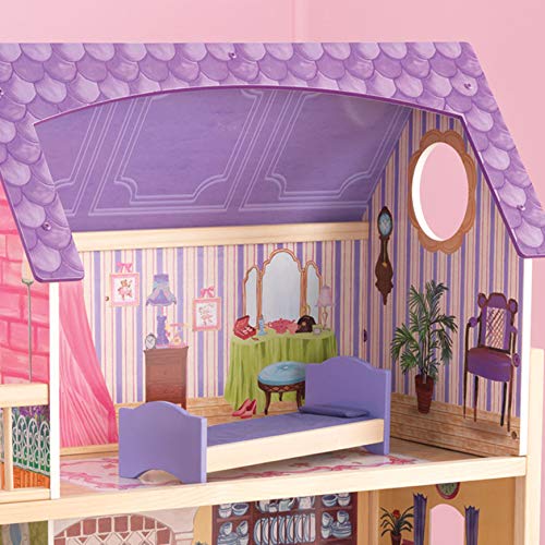 KidKraft 65092 Casa de muñecas de madera Kayla para muñecas de 30 cm con 10 accesorios incluidos y 3 niveles de juego