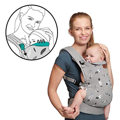 Kinderkraft Mochila Portabebé MILO, Canguro, Ergonómico, Transpirable, Gris