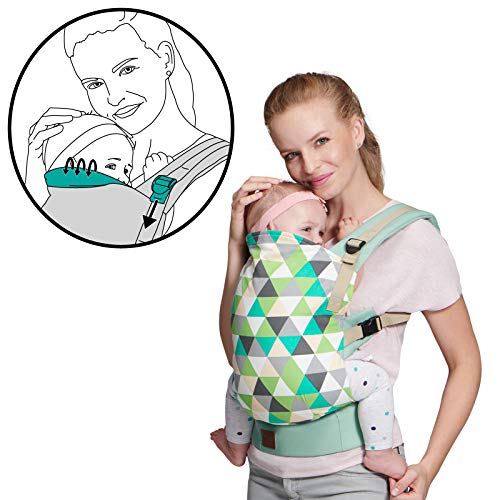 Kinderkraft Mochila Portabebé NINO, Ergonómica, Multiposición, 20 Kg máximo, Menta