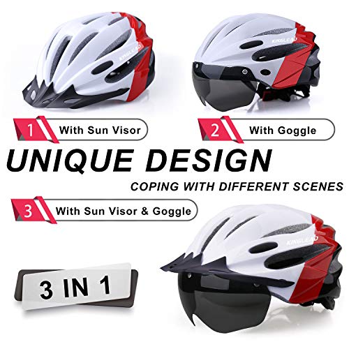 KINGLEAD Casco de Bicicleta con Luz LED Unisex Casco de Bicicleta Protegido para Carreras de Ciclismo Skateboarding al Aire Libre Seguridad Superligero Ajustable con Certificado CE