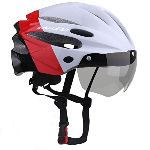 KINGLEAD Casco de Bicicleta con Luz LED Unisex Casco de Bicicleta Protegido para Carreras de Ciclismo Skateboarding al Aire Libre Seguridad Superligero Ajustable con Certificado CE