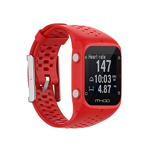 KINOEHOO Correas para relojes Compatible con Polar M400 M430 Pulseras de repuesto.Correas para relojesde siliCompatible cona.(Rojo)