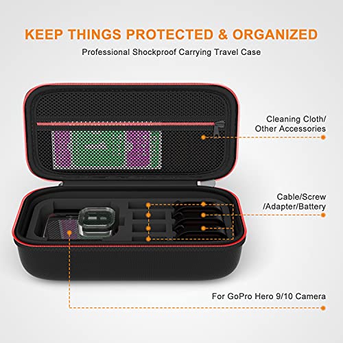 Kit de Accesorios para GoPro Hero 10/9, Incluye Carcasa Impermeable + Protector de Pantalla de Vidrio Templado + Funda para Transportar + Inserciones Anti-Neblina + Filtros Snorkel para GoPro 10/9