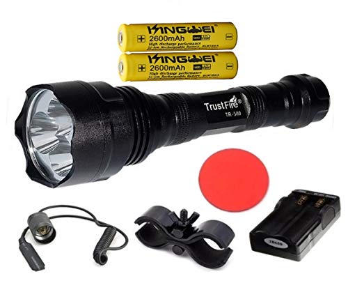 Kit original Trustfire TR-500-3 Led CREE XML-T6 3800lm - 1 Modo alto, 2 baterías Kingwei 18650/ Cargador doble (Kit C - Kit completo)