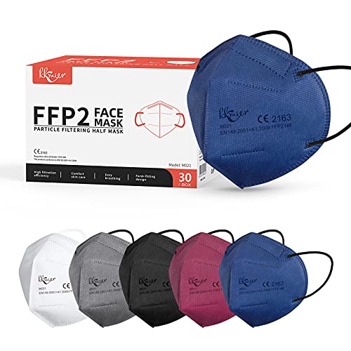 KKmier Mascarillas FFP2 Homologadas (30 Pack), 5 colores Mascarillas FFP2 Protección de 5 capas y Filtración de Partículas (EFP) ≥95%