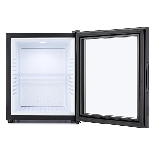 Klarstein MKS-12 - Nevera pequeña, Minibar, Mini nevera, Mini frigorífico, Volumen 24 litros, clase de eficiencia energética E, Silencioso 0 dB, Bajo Consumo, Puerta Cristal, Negro