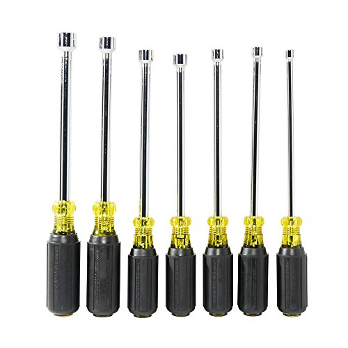 Klein Tools 647M Tool Set, Magnetic Nut Drivers Sizes 3/16, 1/4, 5/16, 11/32, 3/8, 7/16, 1/2-Inch, 6-Inch Hollow Shafts, 7-Piece