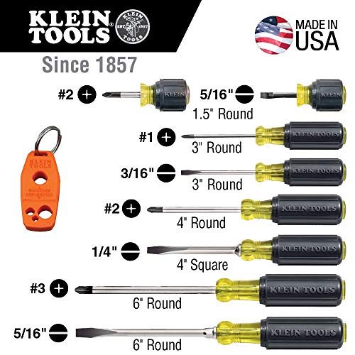 Klein Tools 80021 Tool Set, Screwdriver and Nut Driver Tool Kit with Assorted Tips, Nut Drivers and Magnetizer/De-Magnetizer, 16-Piece